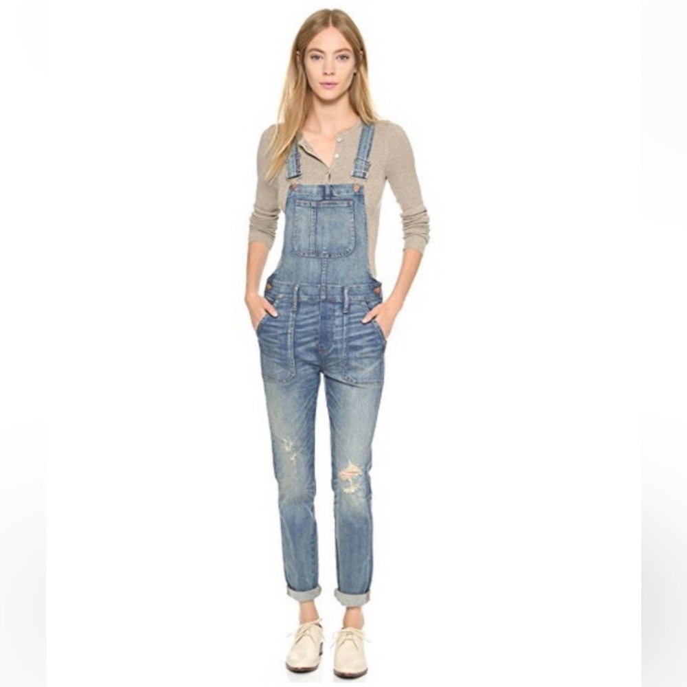 Madewell Distressed Skinny Overalls